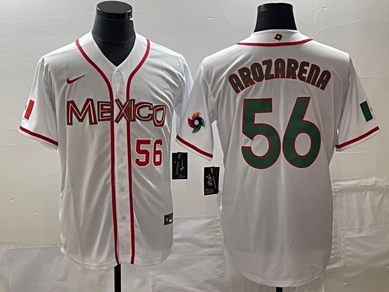 Men 2023 World Cub Mexico 56 Arozarena White green Nike MLB Jersey 7